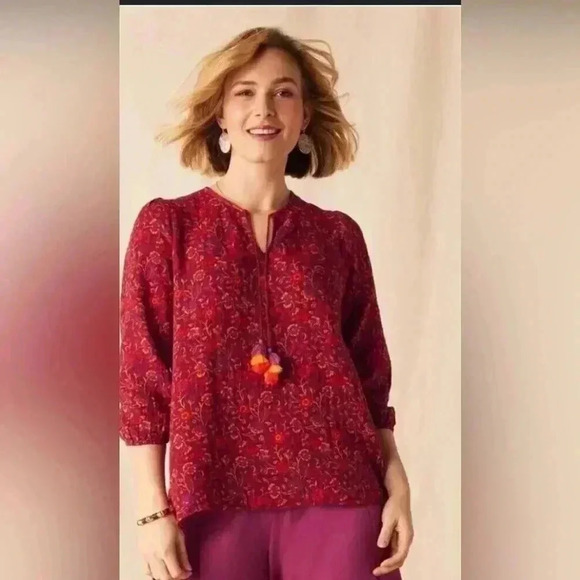 NWT Matilda Jane Enchanted Garden Coral Reef Medallion Printed Blouse Large - Picture 1 of 4